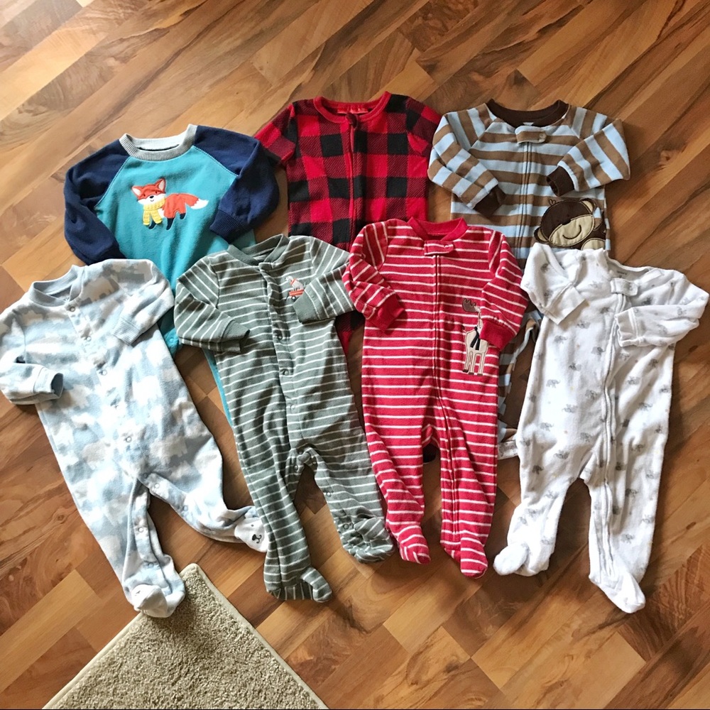 Baby Boys Fleece Footie Pajamas Bundle Lot 9-12m
